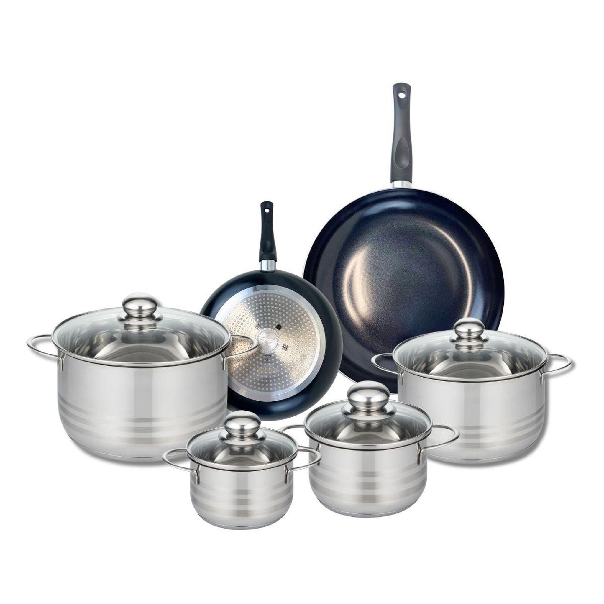 ELO Ensemble de 2 poêles de cuisson 20 et 28 cm et 4 faitouts 14, 16, 20 et 24 cm elo prima brillant