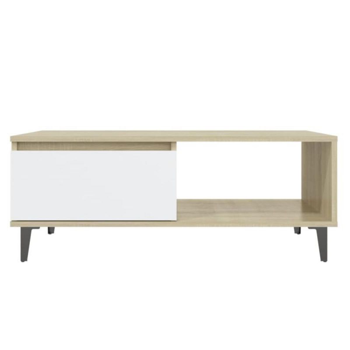 VIDAXL Table basse blanc et chêne sonoma 90x60x35 cm bois d ingénierie