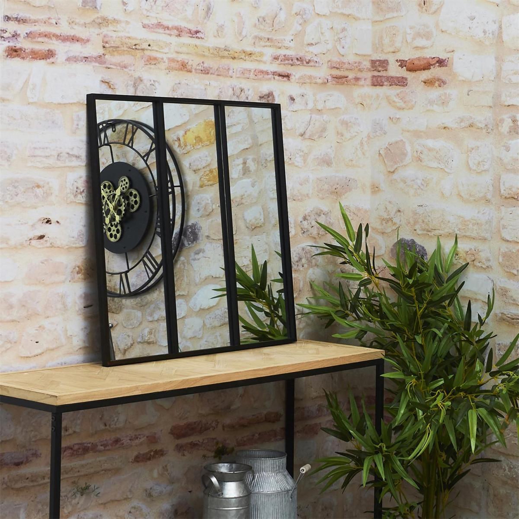 Voir la diapositive 3 : The Home Deco Factory Miroir Mural en Métal Design  Atelier  61cm Noir