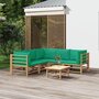 Voir la diapositive 1 : VIDAXL Salon de jardin 6 pcs avec coussins vert bambou