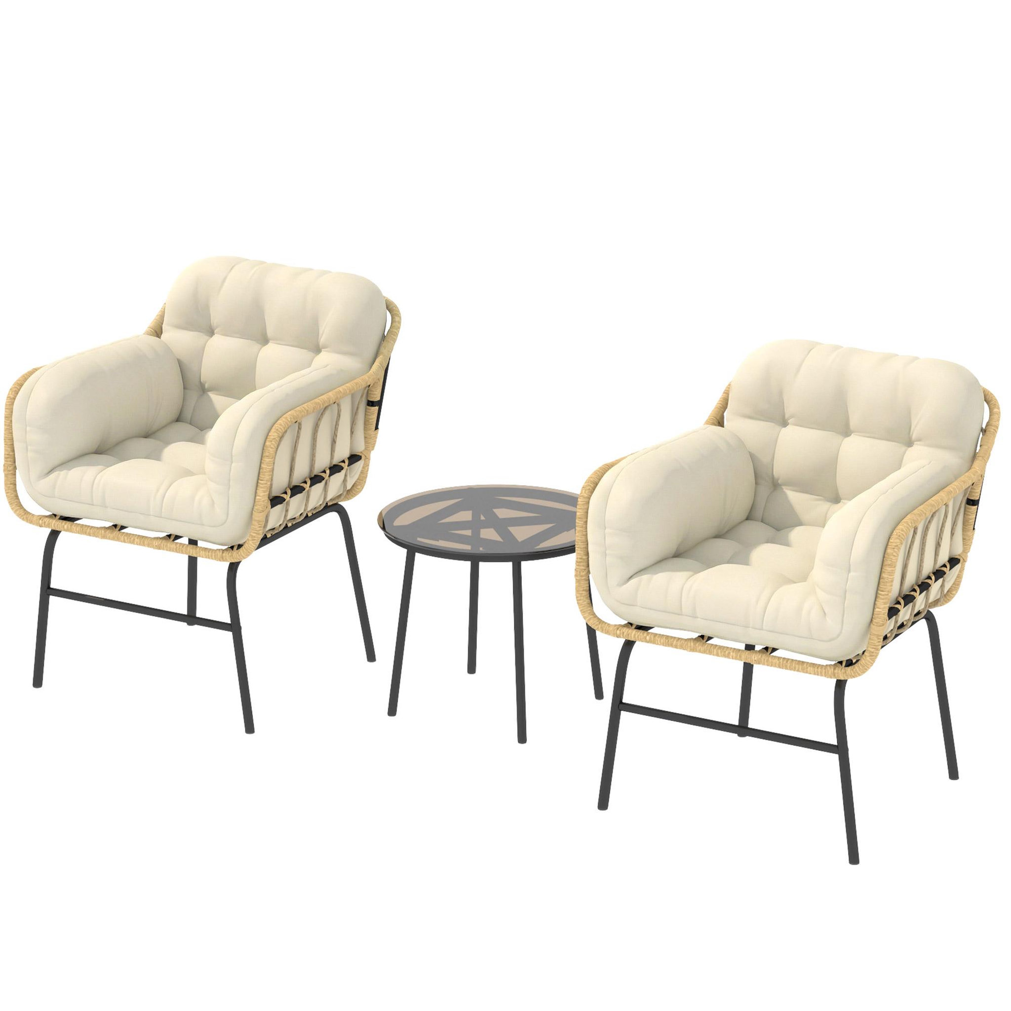 Voir la diapositive 5 : OUTSUNNY Salon de jardin 2 places design résine tressée effet rotin naturel métal noir