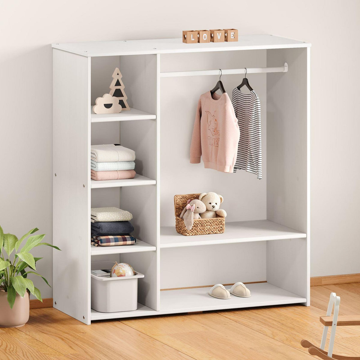 IDIMEX Penderie enfant RAFAEL avec étagères en pin massif