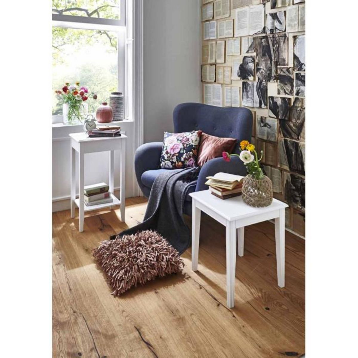 Paris Prix Table d'Appoint Carrée en Bois  Elsa  51cm Blanc