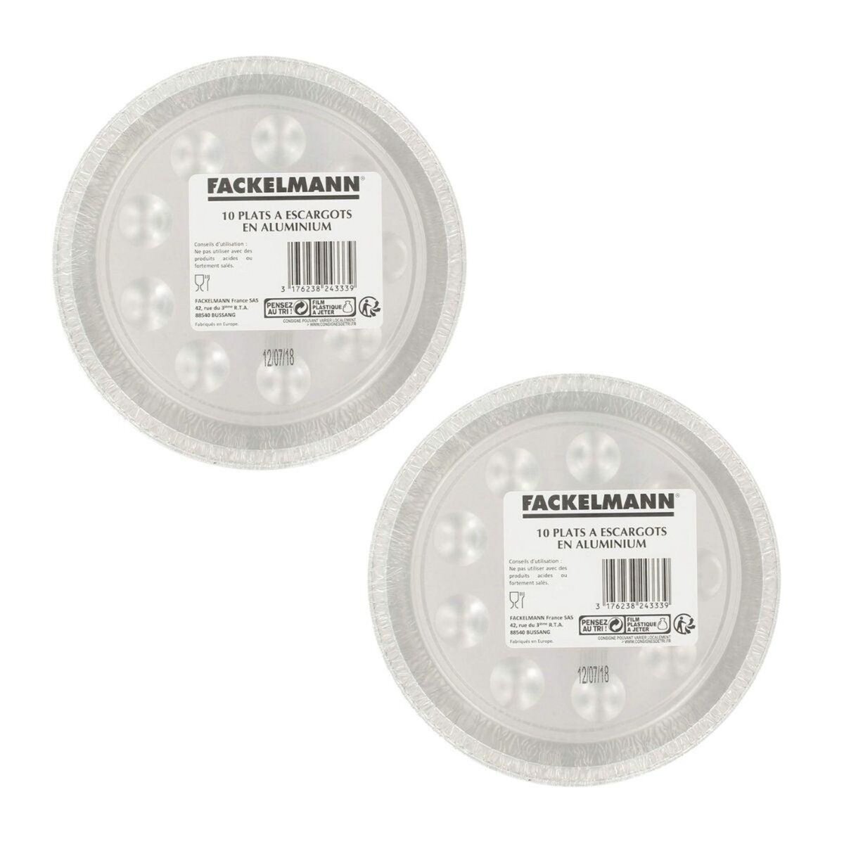 Fackelmann Lot de 2 packs de 10 plats à escargots en aluminium 17,5 cm Fackelmann