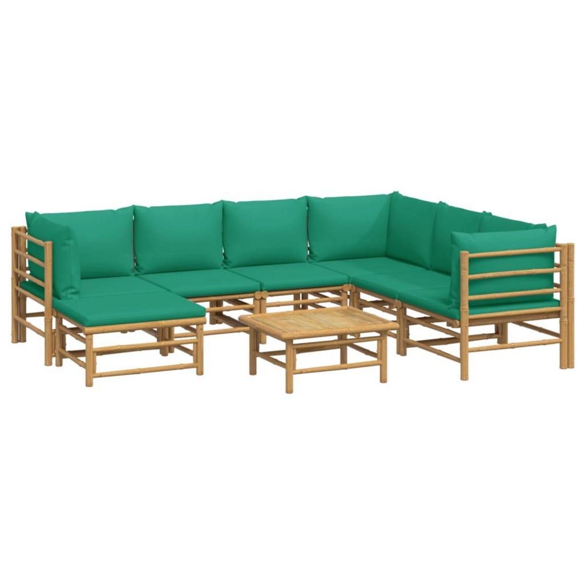 VIDAXL Salon de jardin 8 pcs avec coussins vert bambou