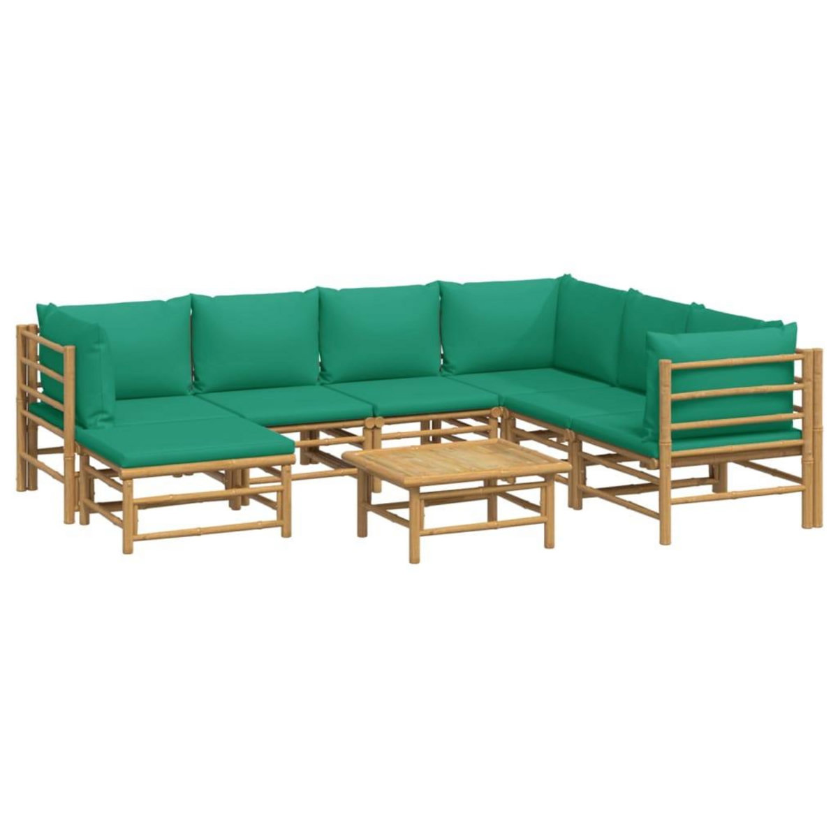 VIDAXL Salon de jardin 8 pcs avec coussins vert bambou