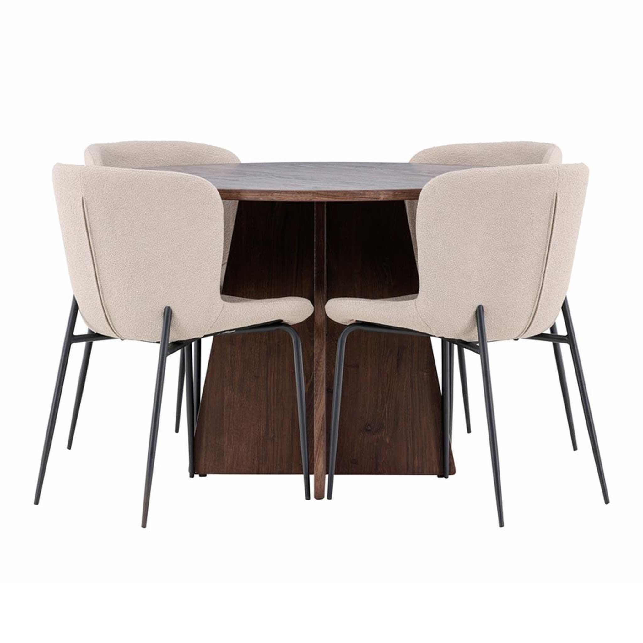 Paris Prix Ensemble table à manger & 4 chaises  bootcut & modesto  110cm moka & beige