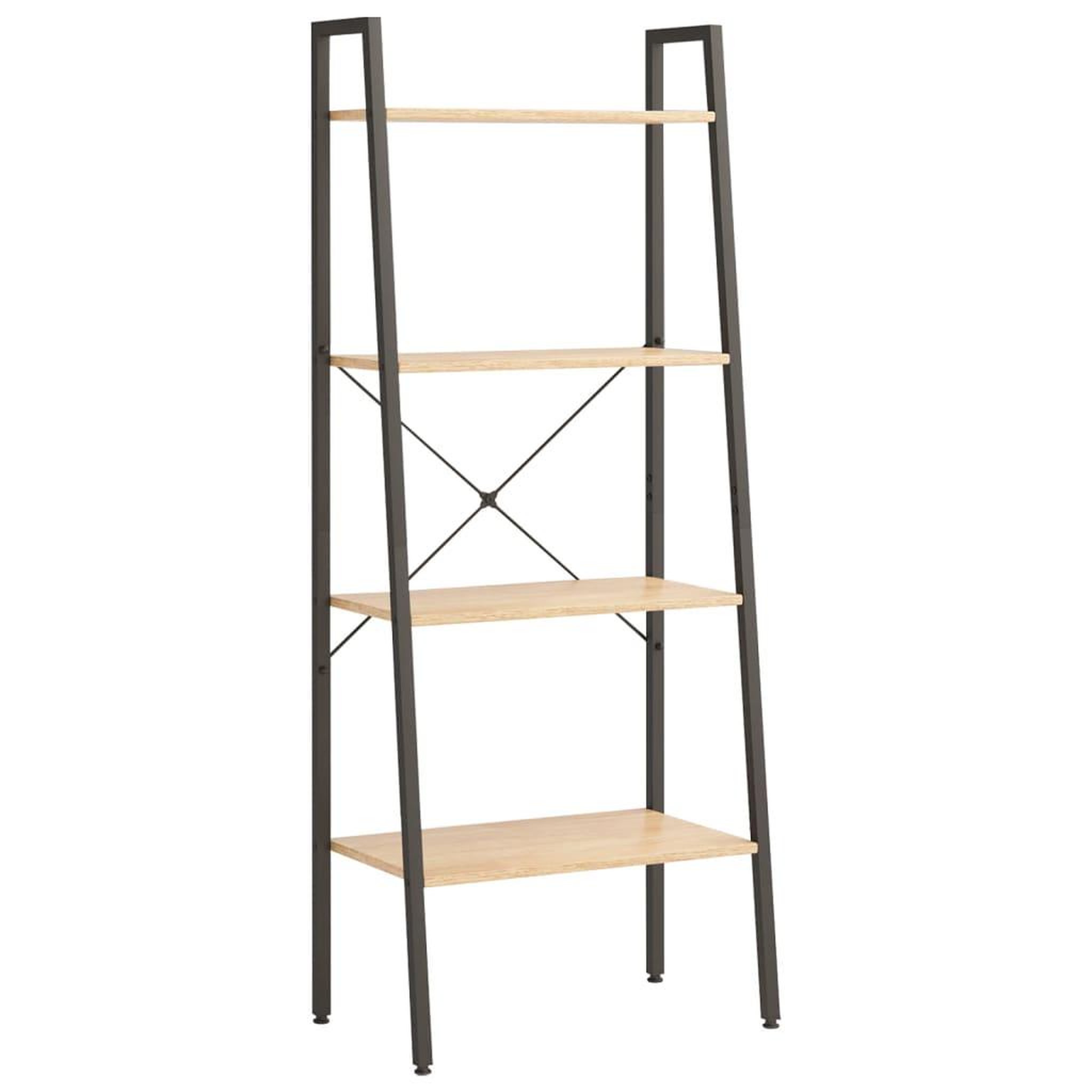 Voir la diapositive 2 : VIDAXL Etagere sur pied 4 niveaux Marron clair et noir 56x35x140 cm