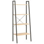 Voir la diapositive 2 : VIDAXL Etagere sur pied 4 niveaux Marron clair et noir 56x35x140 cm