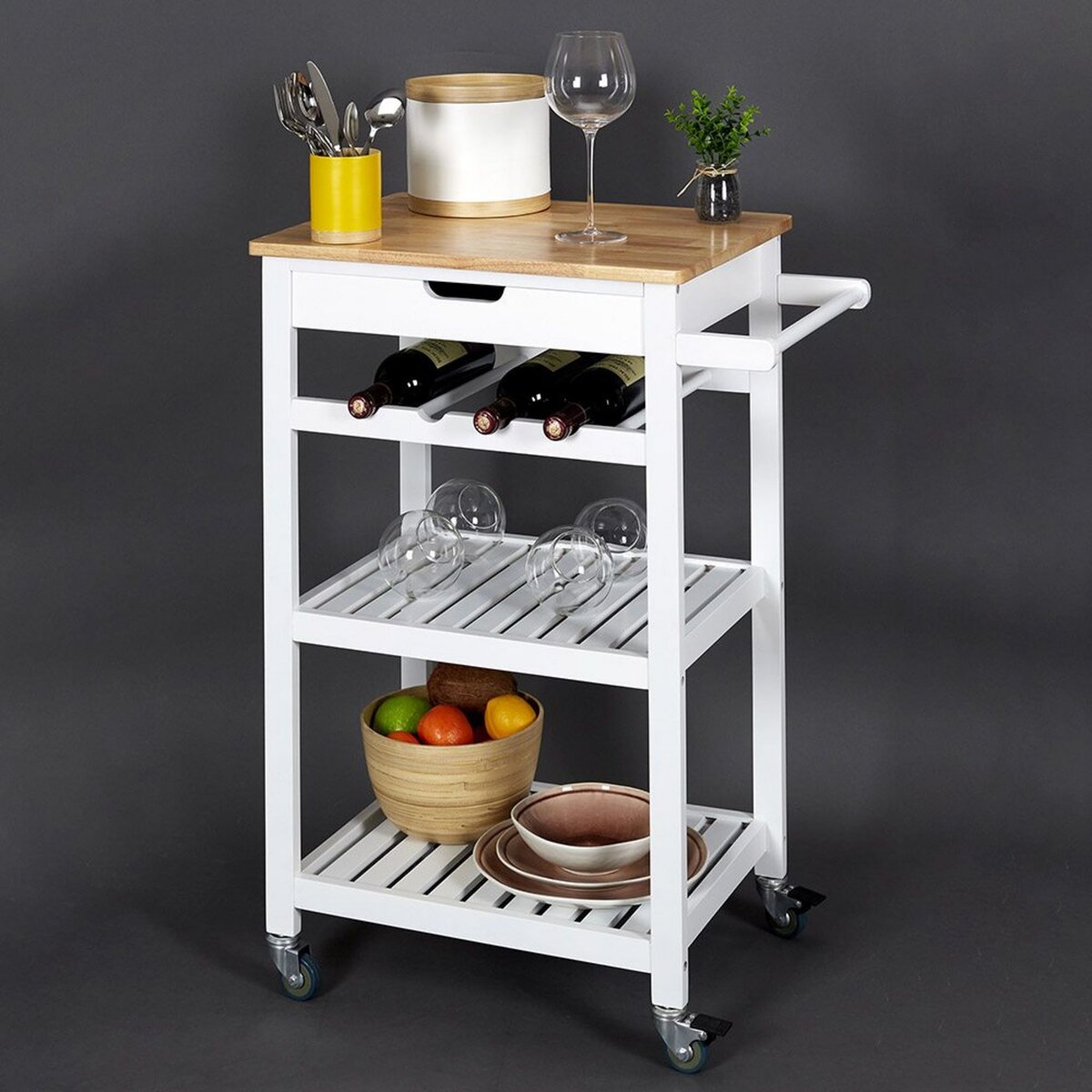 The Home Deco Factory Desserte à roulettes blanc