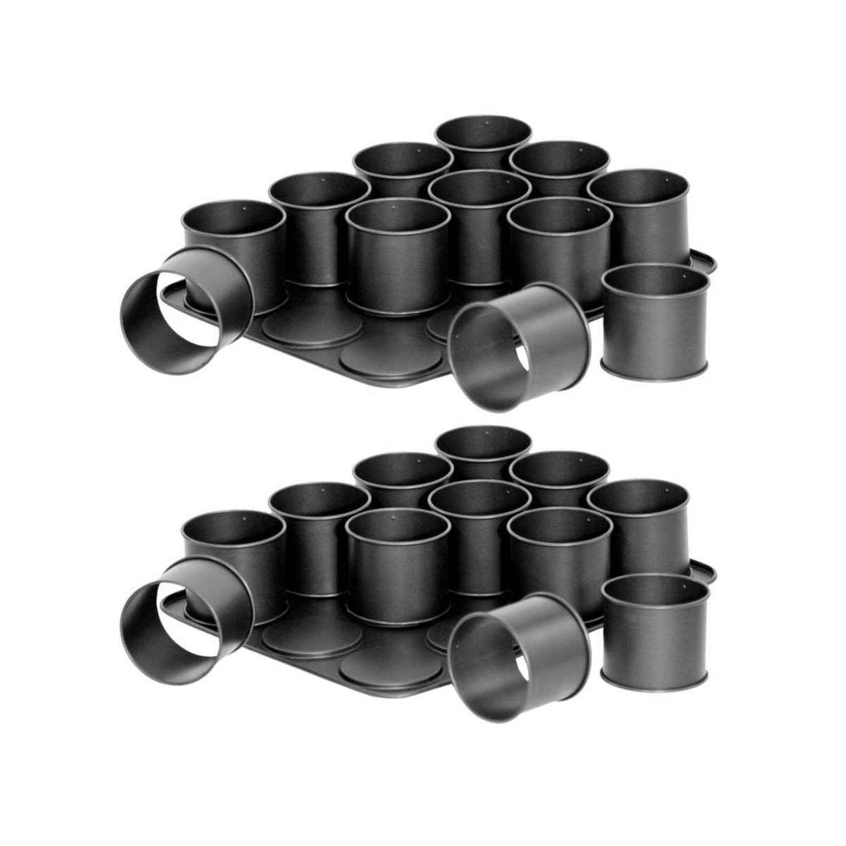 ZENKER Ensemble de 2 Plaques pâtisserie 12 mini Moules ronds amovibles 38 x 30 cm Zenker Black Metallic