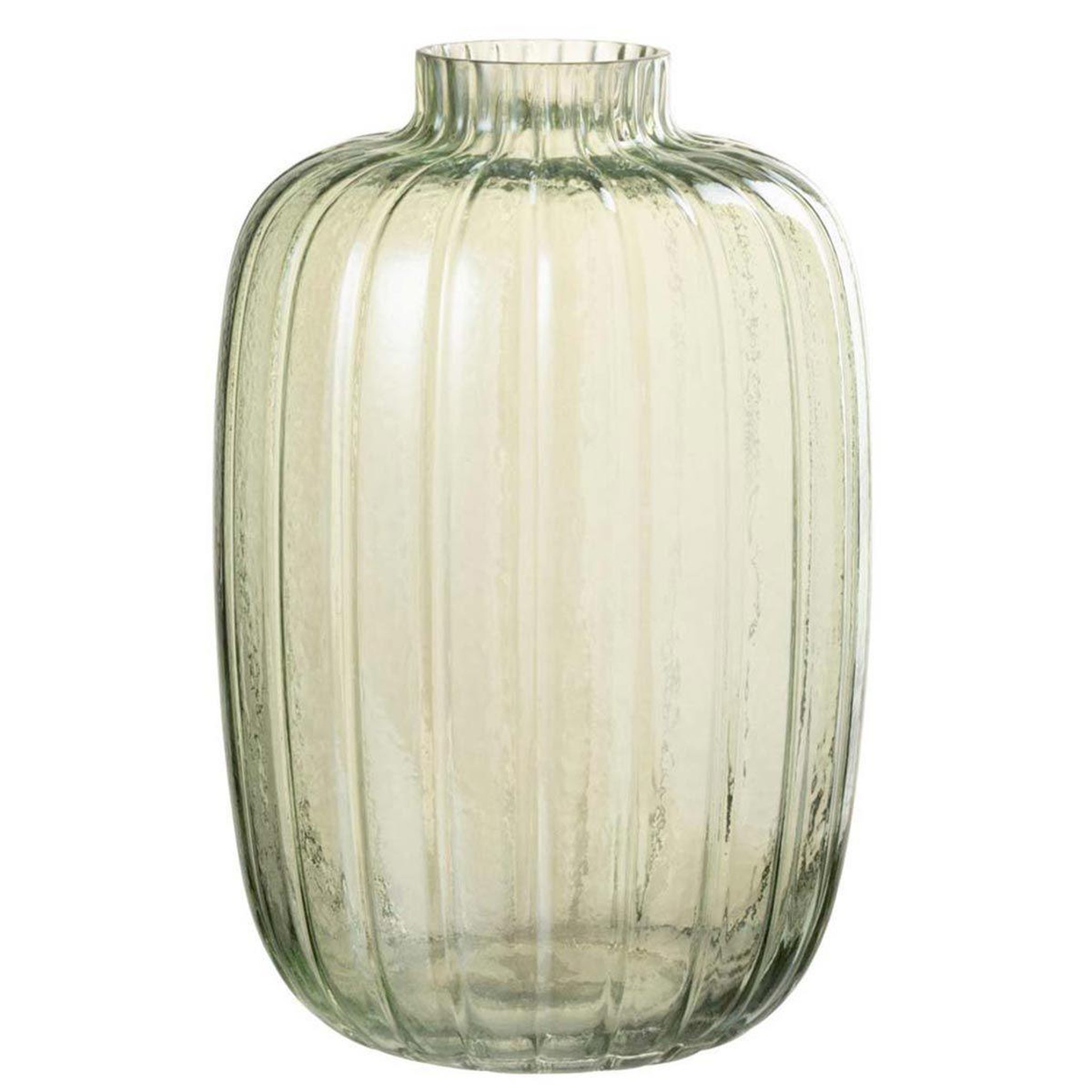 J-LINE Vase design en verre  lignes  30cm vert