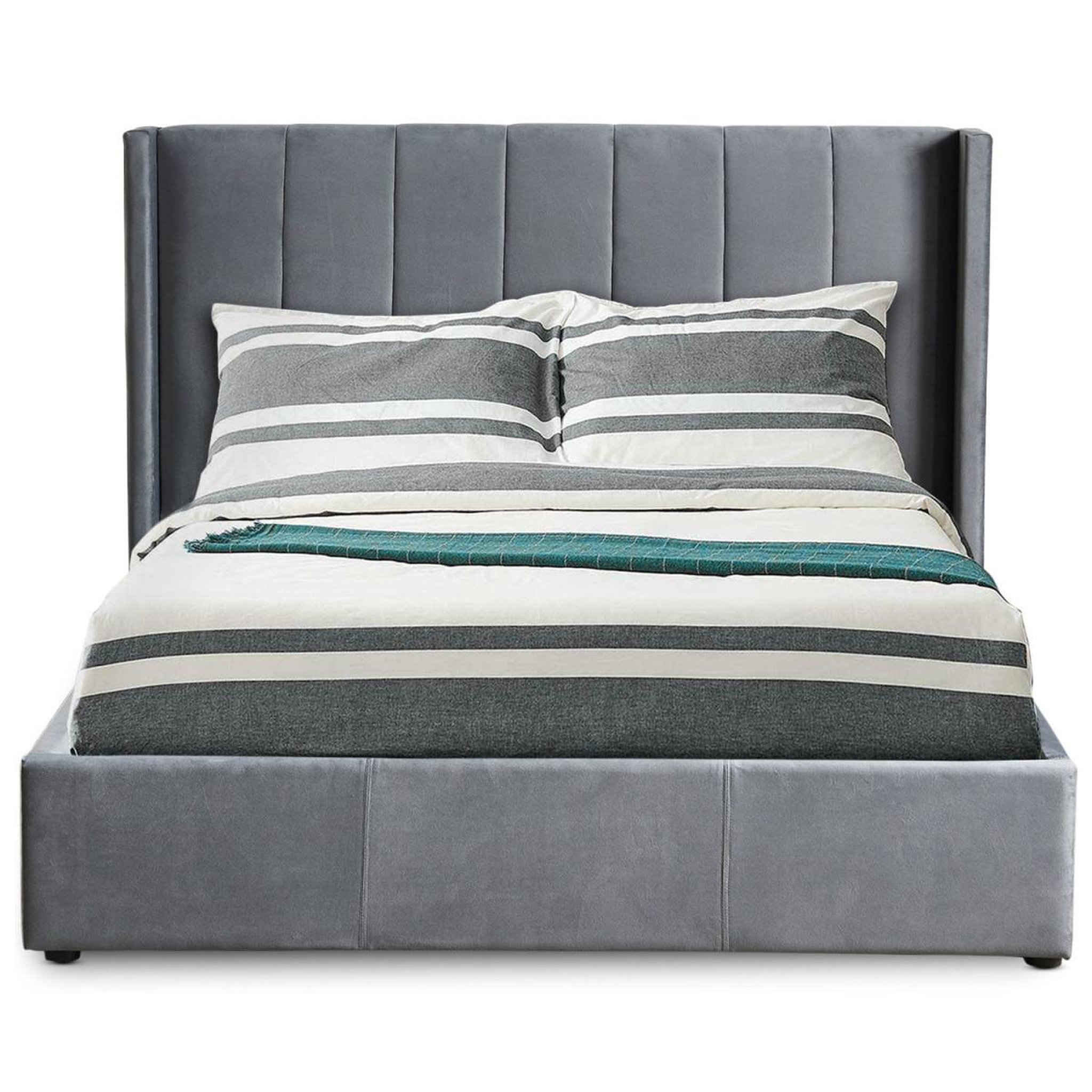 Voir la diapositive 4 : Paris Prix Lit adulte sommier relevable  fady  140x190cm gris