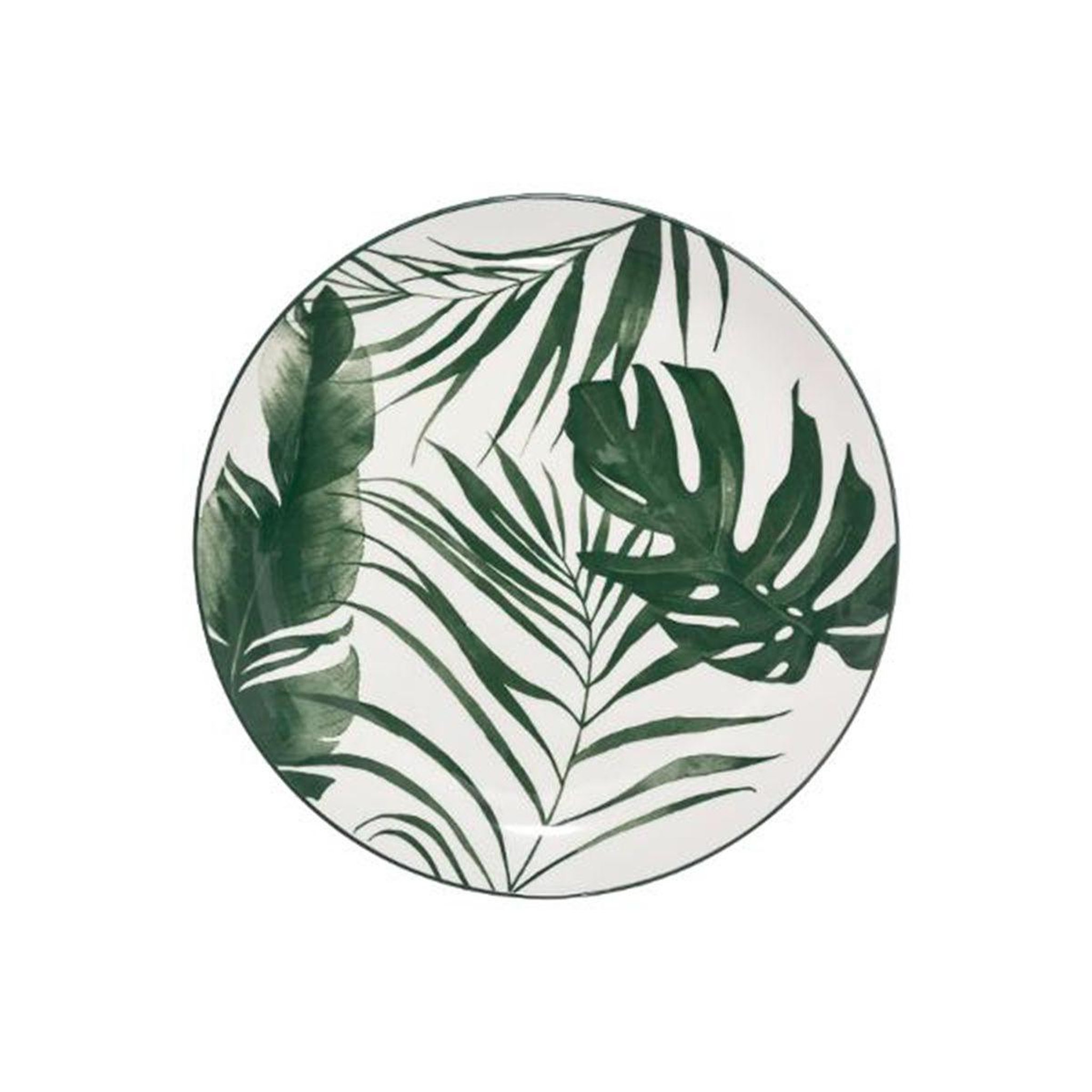 SECRET DE GOURMET Lot de 6 assiettes plates  palme  26cm vert