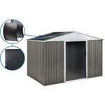 Habitat et Jardin Abri jardin métal  Dallas  -8.84m² avec panneaux solaires - Taupe