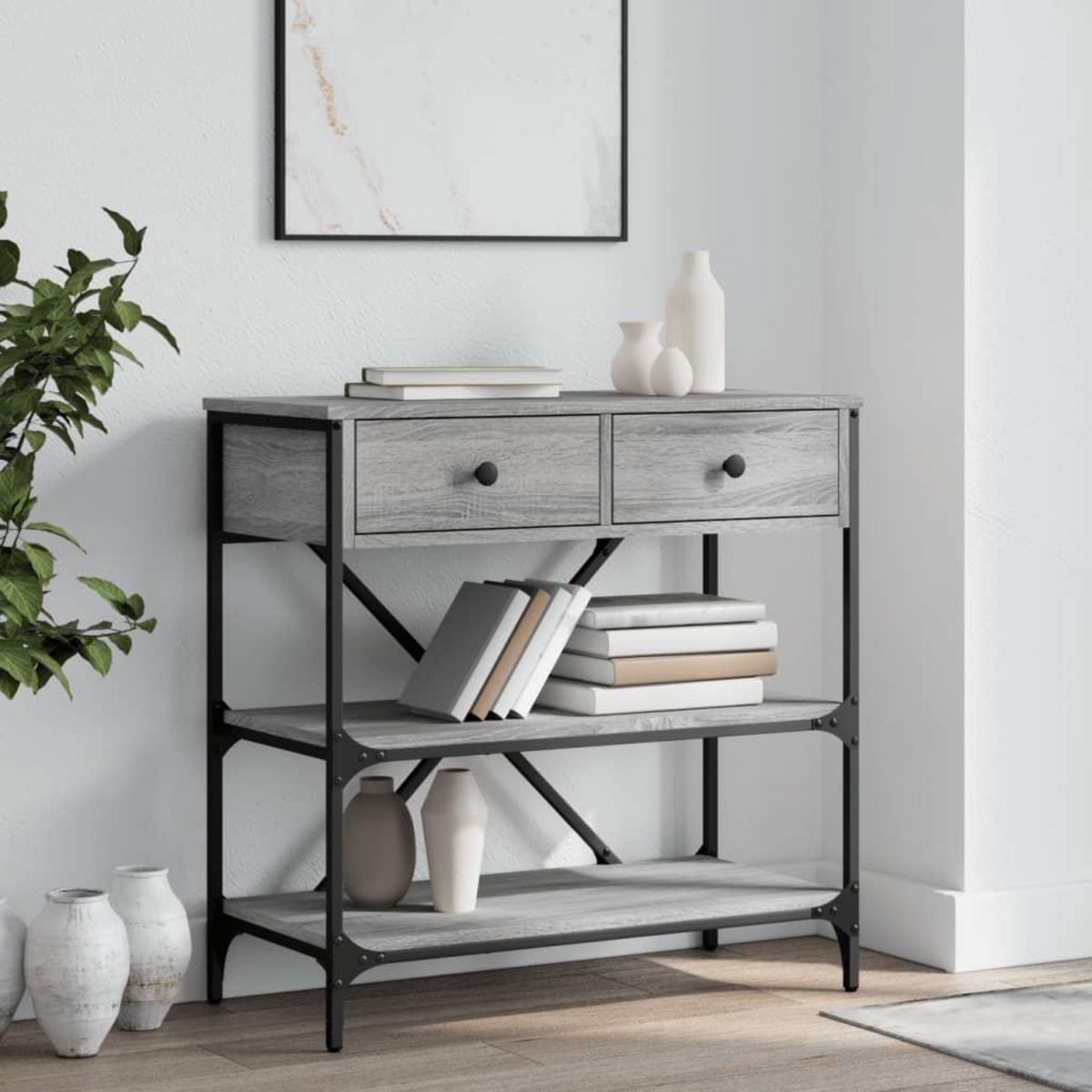 VIDAXL Table console sonoma gris 75x34,5x75 cm bois d'ingenierie