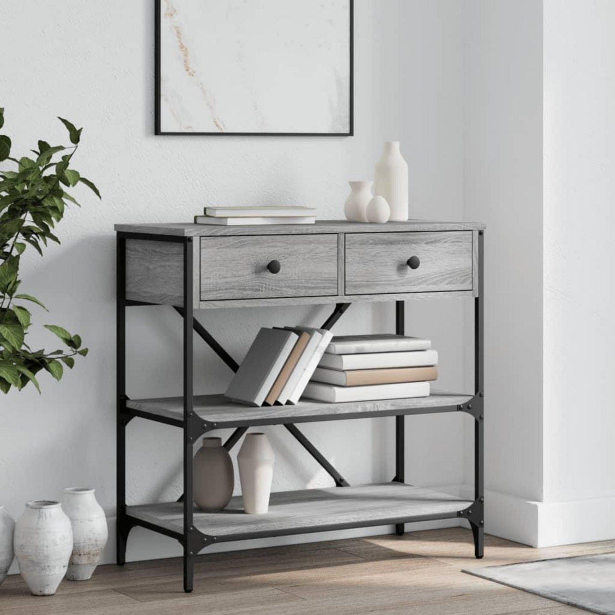 VIDAXL Table console sonoma gris 75x34,5x75 cm bois d'ingenierie