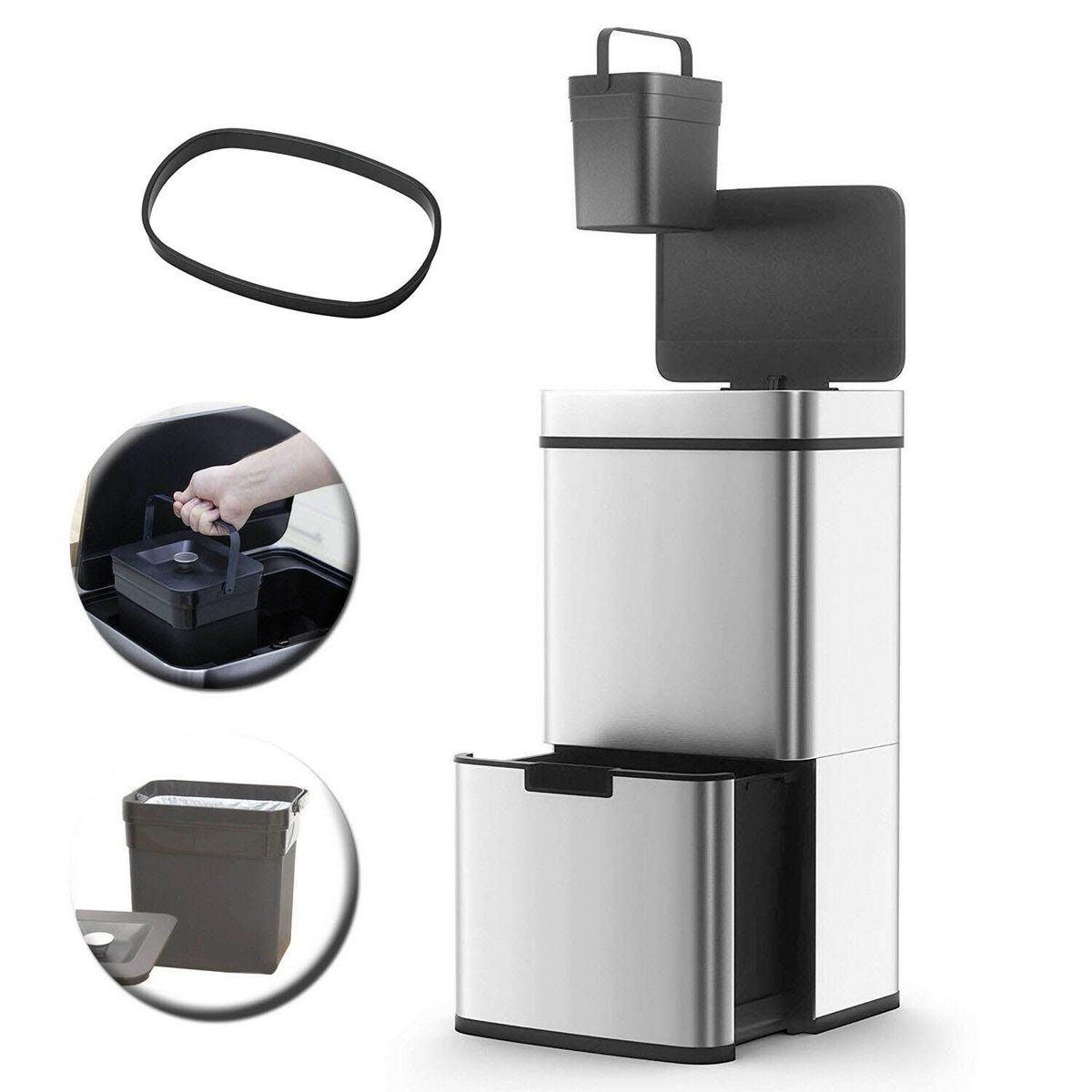 Kitchen move Poubelle automatique tri sélectif 75l - bat-sd802