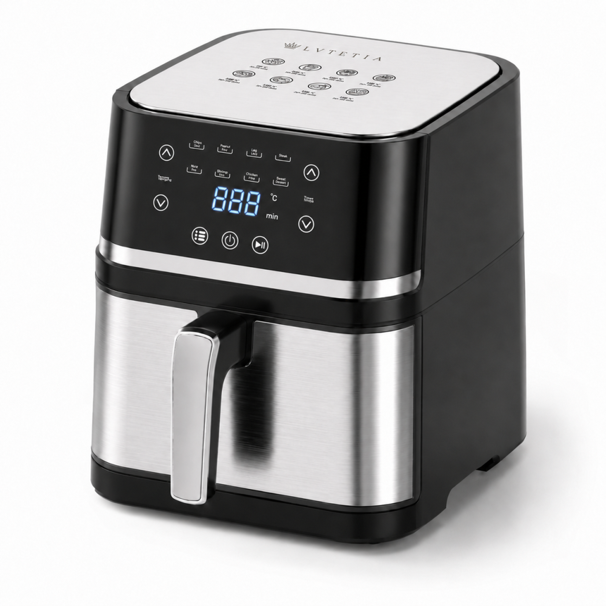LVTETIA Air Fryer BW-8011D, friteuse sans huile capacité 6,5L, porte design métal, 1350W, fonction vapeur