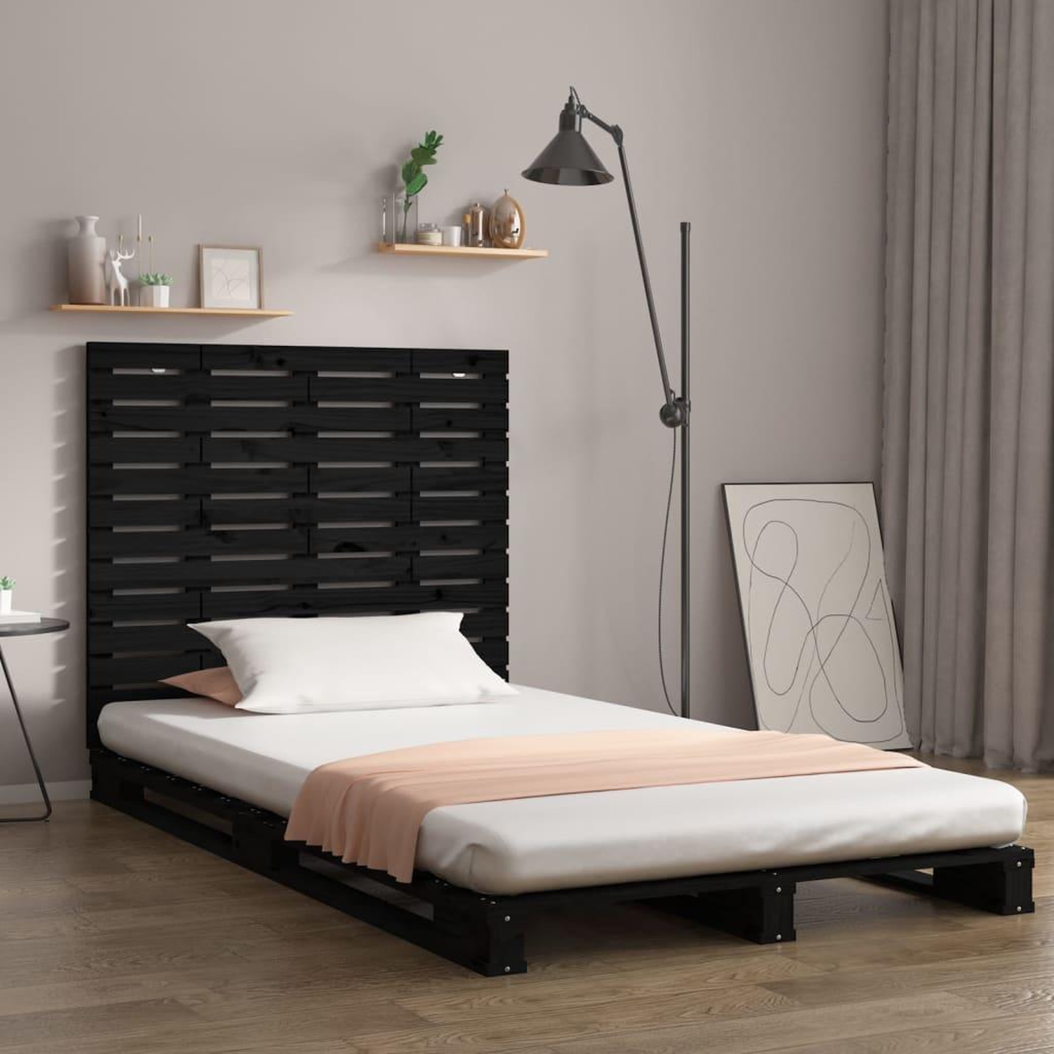 Voir la diapositive 1 : VIDAXL Tete de lit murale Noir 81x3x91,5 cm Bois massif de pin