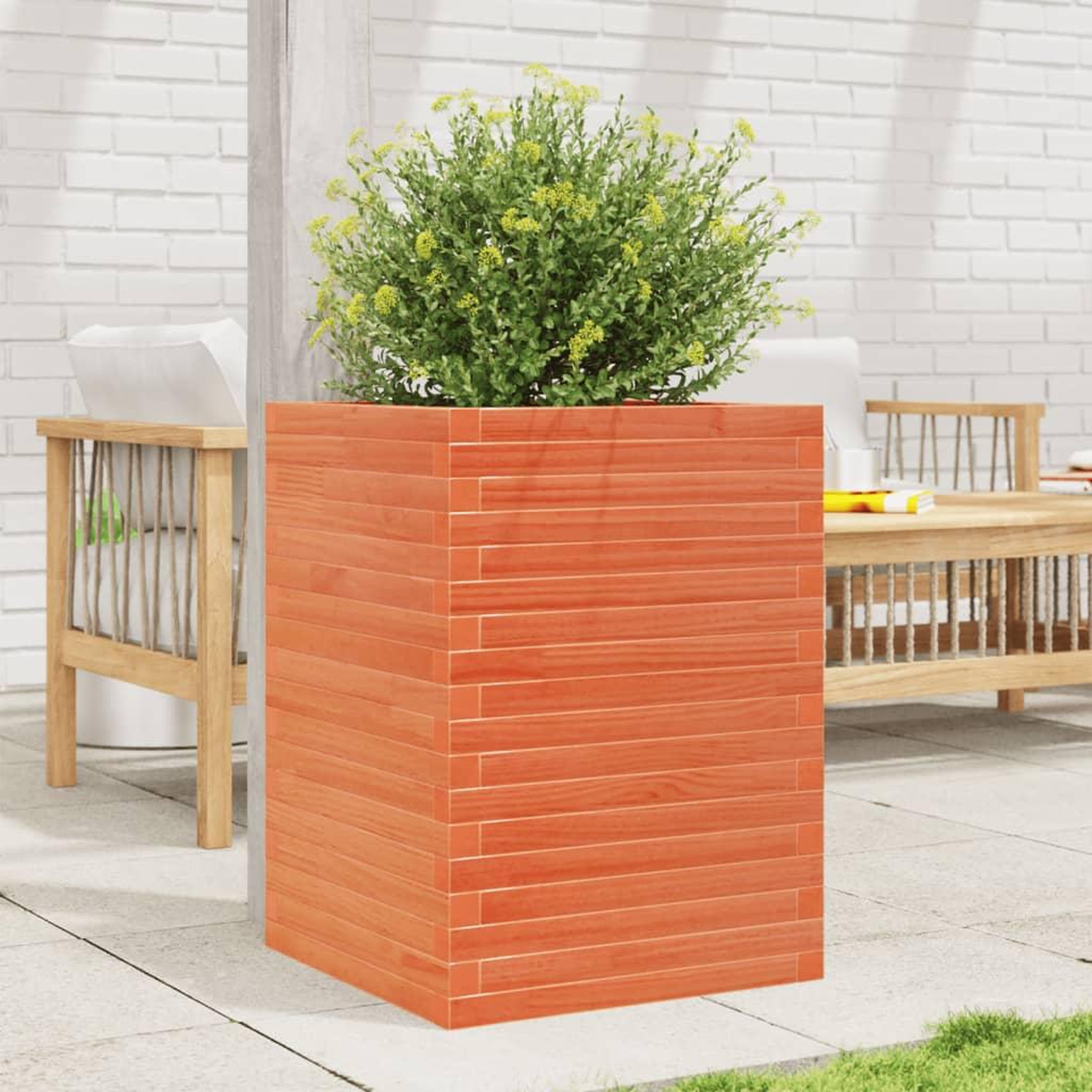 VIDAXL Jardiniere cire marron 50x50x68,5 cm bois de pin massif