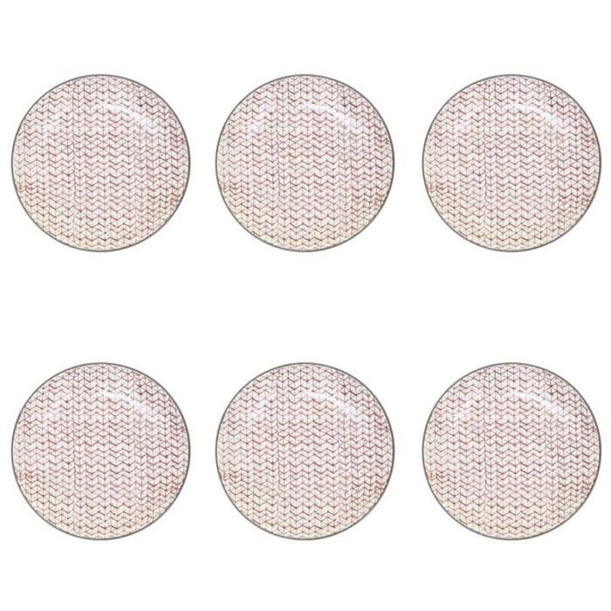 Paris Prix Lot de 6 Assiettes à Dessert  Shibori  19cm Rouge
