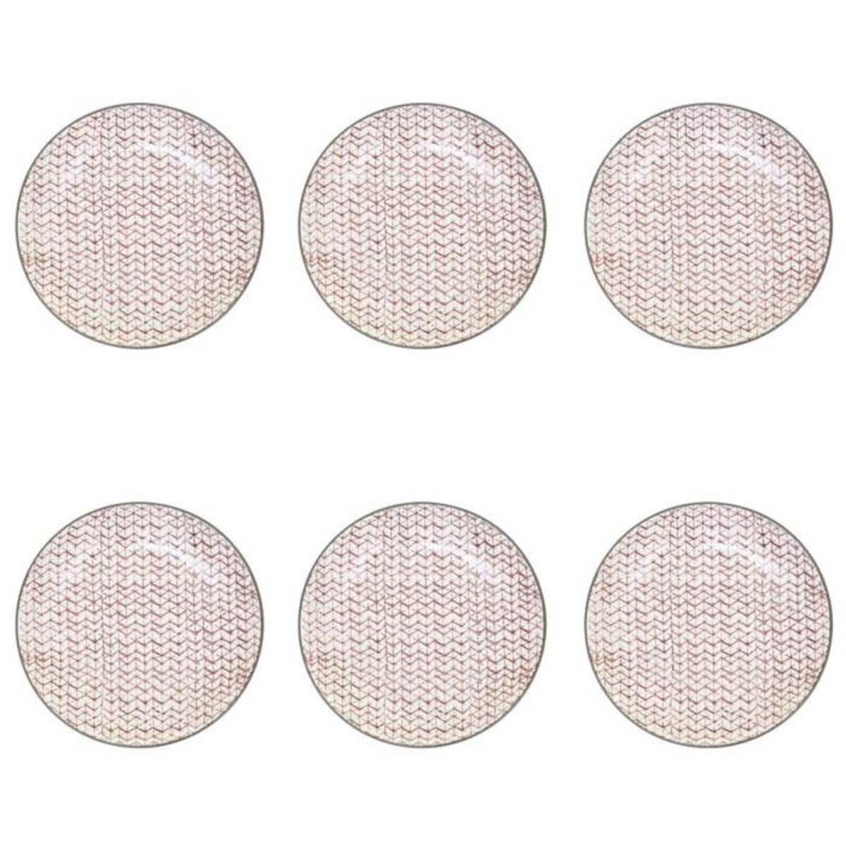 SECRET DE GOURMET Lot de 6 Assiettes à Dessert  Shibori  19cm Rouge