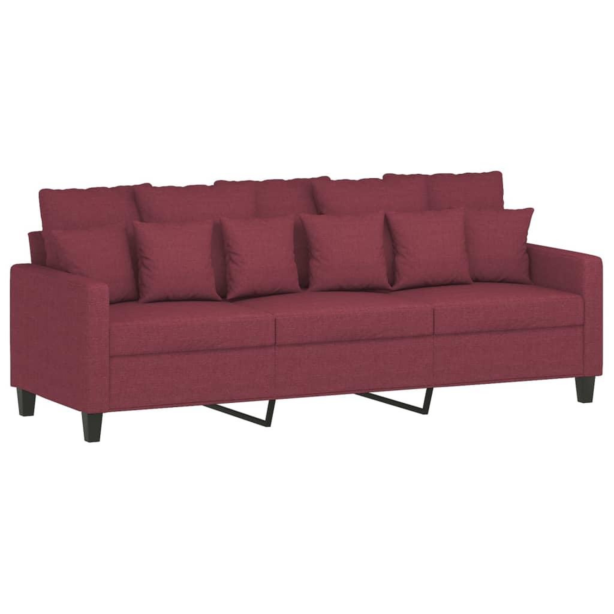 Voir la diapositive 5 : VIDAXL Ensemble de canapes 3 pcs avec coussins rouge bordeaux tissu