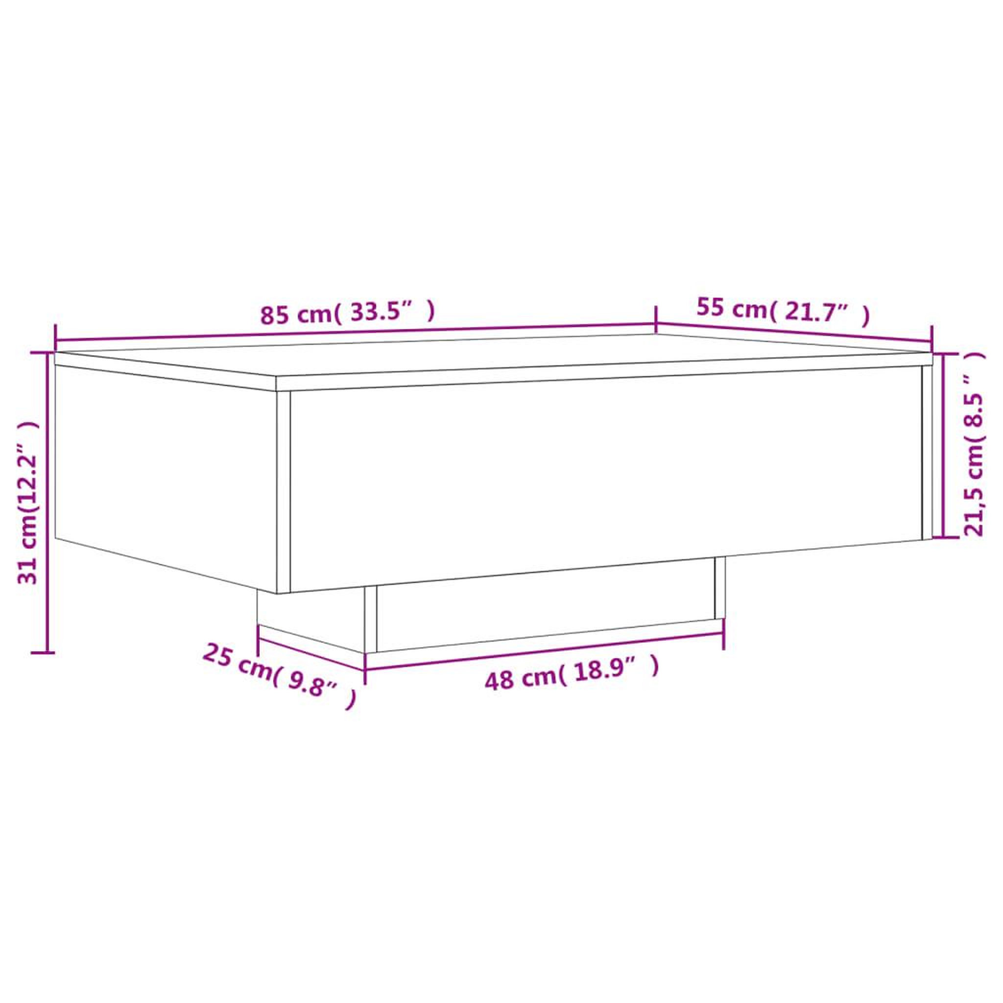 Voir la diapositive 6 : VIDAXL Table basse avec lumieres LED chene sonoma 85x55x31 cm