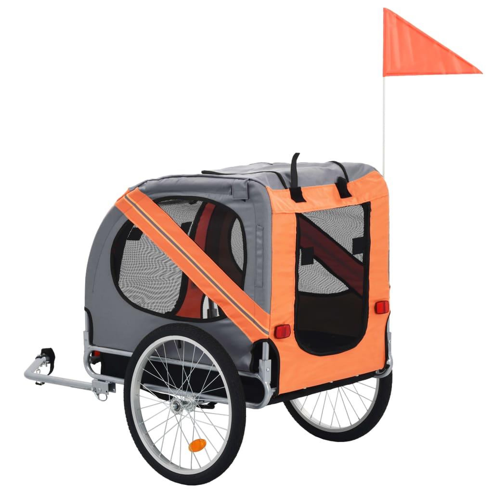 Voir la diapositive 3 : VIDAXL Remorque de velo pour animaux de compagnie orange et gris