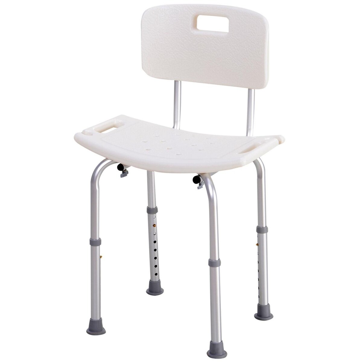 HOMCOM Chaise de douche siège de douche ergonomique hauteur réglable pieds antidérapants charge max. 136 Kg alu HDPE blanc