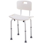 HOMCOM Chaise de douche siège de douche ergonomique hauteur réglable pieds antidérapants charge max. 136 Kg alu HDPE blanc
