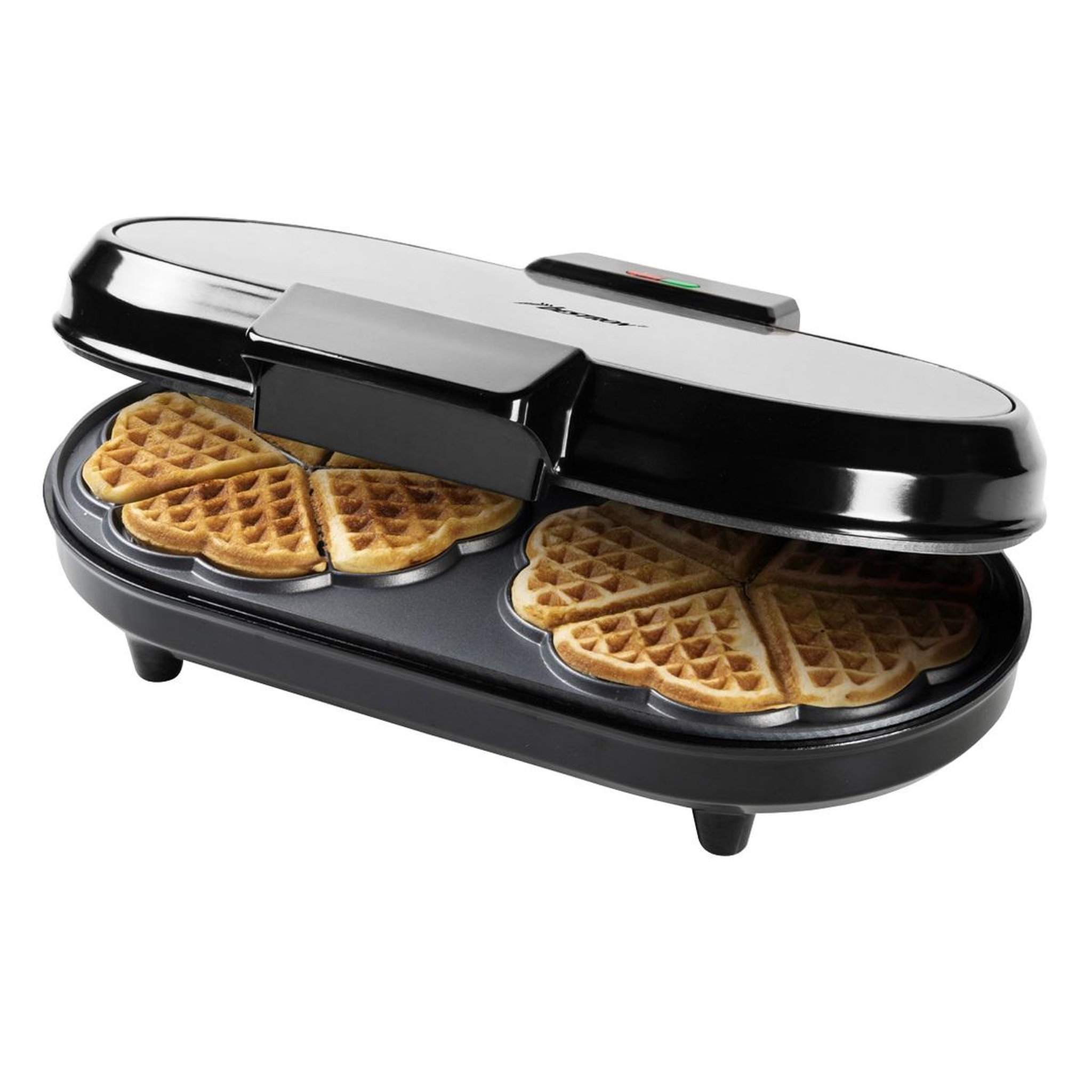 Voir la diapositive 2 : Bestron Gaufrier forme de 10 coeurs 1200w noir/argent - ADWM730S