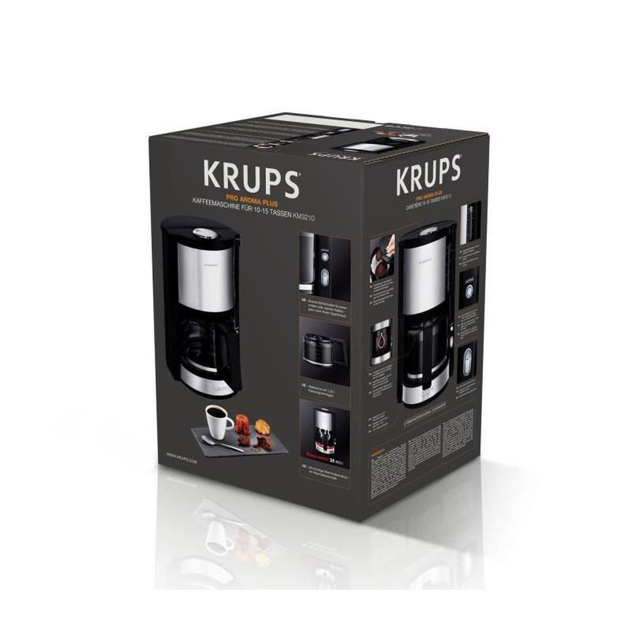 Voir la diapositive 5 : KRUPS KRUPS KM321010 Pro Aroma Plus Cafetiere filtre electrique, 1,25 L soit 15 tasses, Machine a cafe, Noir et inox