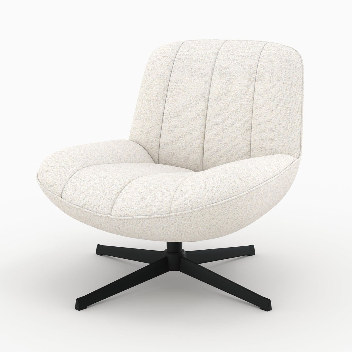 Rendez vous déco Fauteuil pivotant en tissu bouclé blanc cassé-Elvis