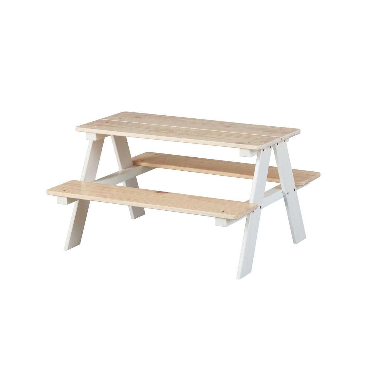 Table-banc enfant HENNING pin massif vernis