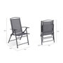 Voir la diapositive 6 : ID MARKET Lot de 4 chaises de jardin pliantes avec accoudoirs ALGHERO métal et textilène gris anthracite
