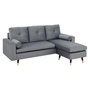 Voir la diapositive 3 : MARKET24 Canapé d'angle fixe réversible - Tissu gris - L 194 x P 139 x H 83 - Pieds bois et doré - NEW YORK