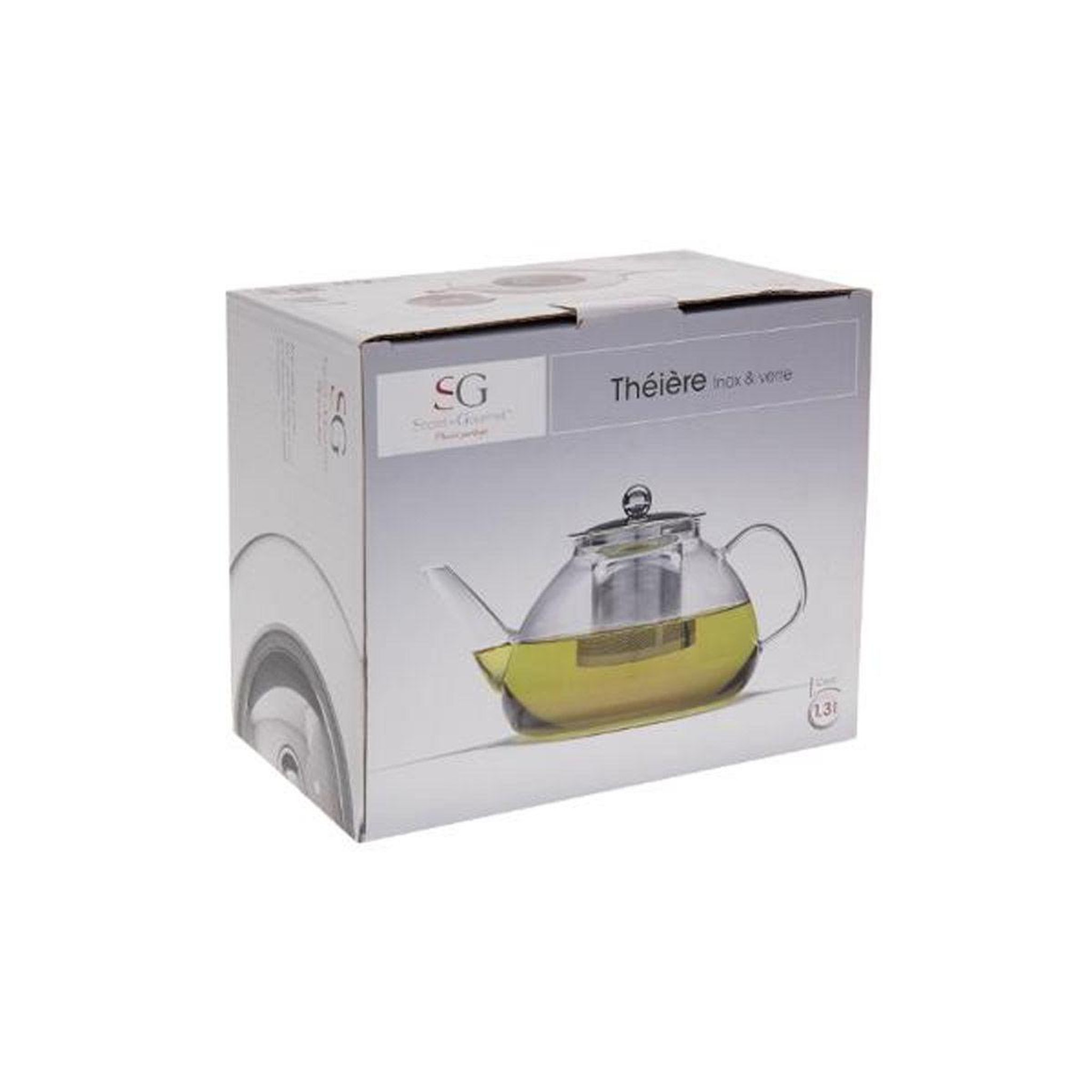 Voir la diapositive 4 : SECRET DE GOURMET Théière en verre  filtre  24cm transparent