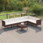 VIDAXL Salon de jardin 8 pcs avec coussins resine tressee marron