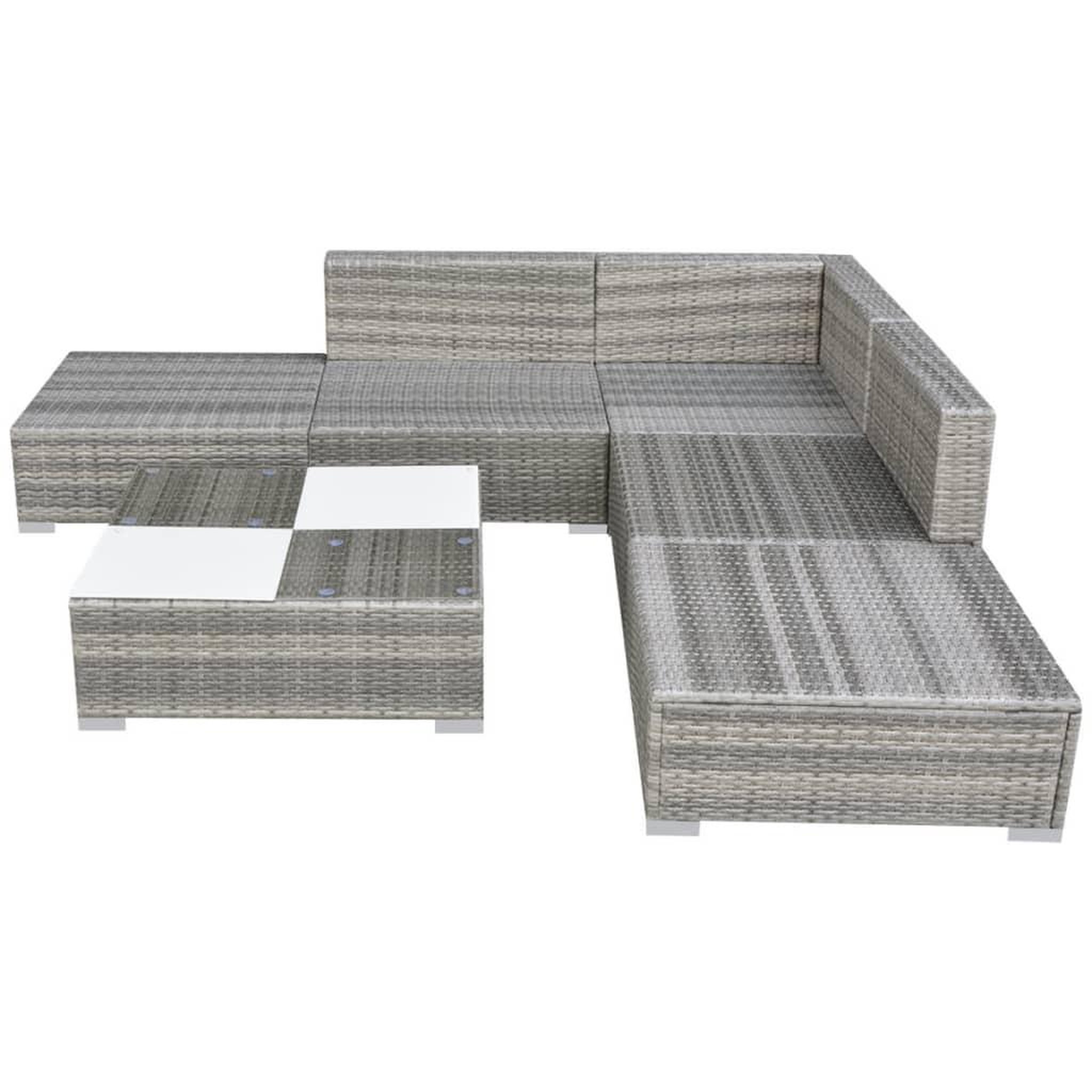 Voir la diapositive 3 : VIDAXL Salon de jardin 6 pcs avec coussins resine tressee gris