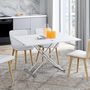 Voir la diapositive 5 : ID MARKET Table basse extensible relevable en table à manger rectangulaire URBANA plateau blanc pied chrome