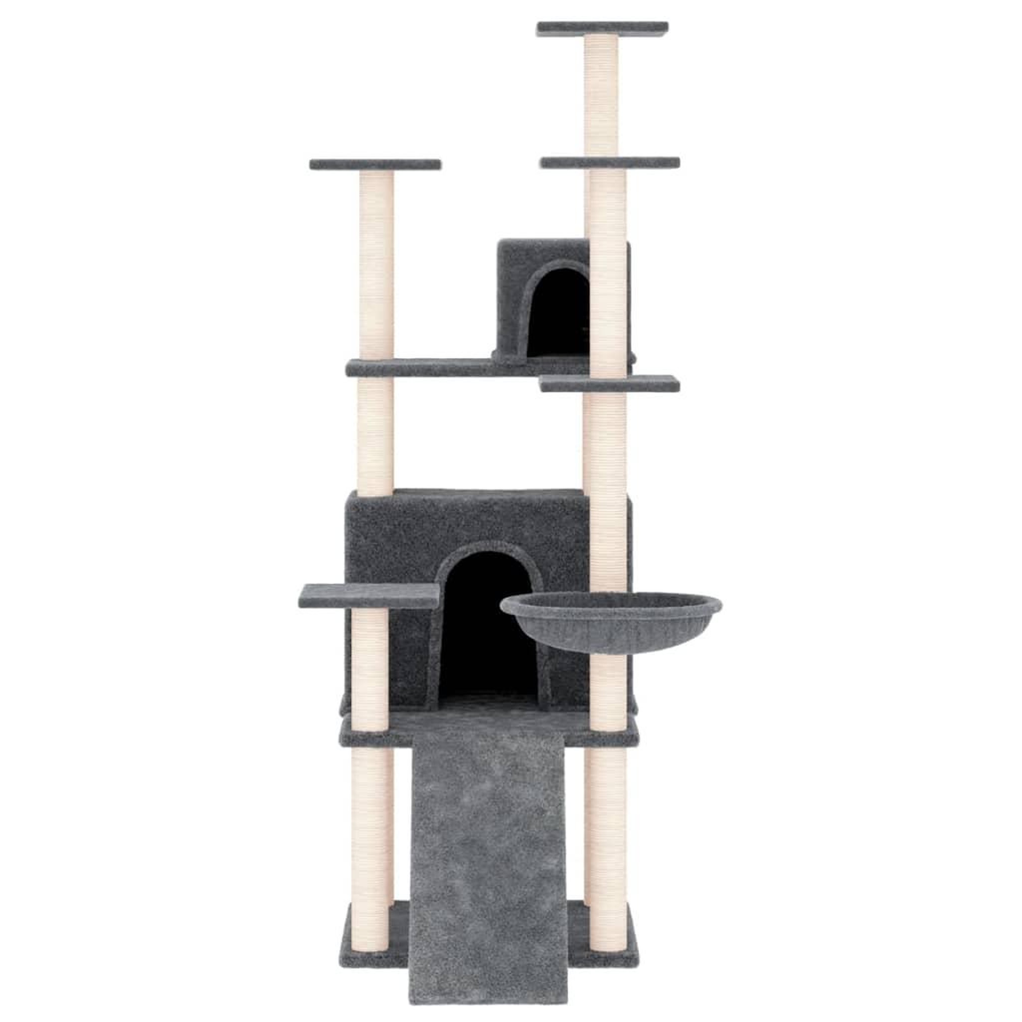 Voir la diapositive 3 : VIDAXL Arbre a chat avec griffoirs en sisal Gris fonce 154 cm