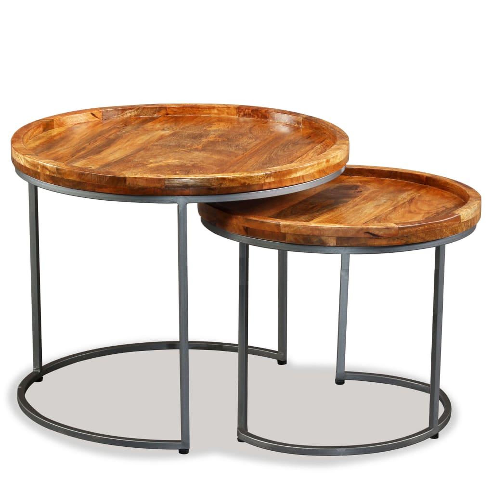 Voir la diapositive 3 : VIDAXL Ensemble de tables d'appoint 2 pcs bois de manguier massif