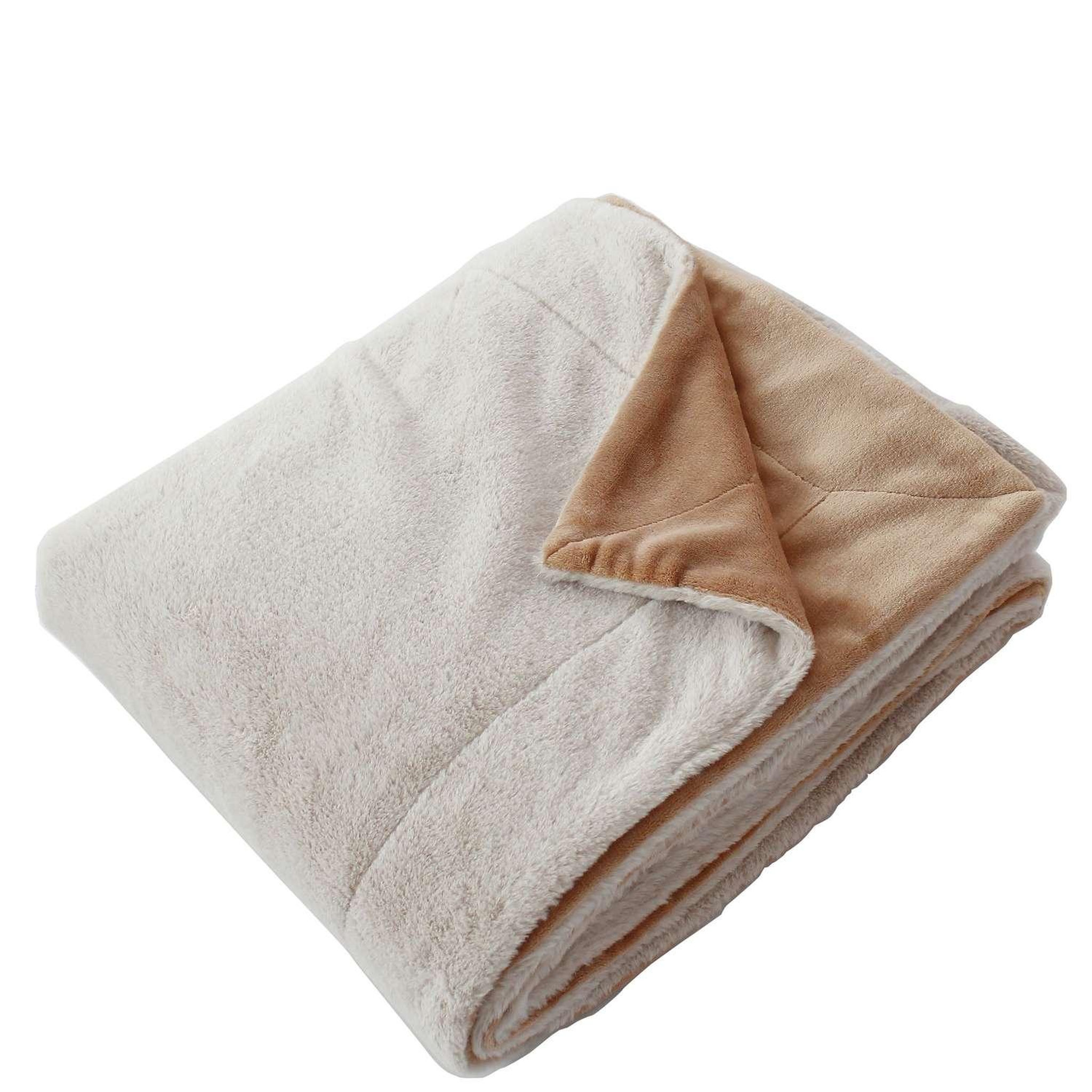 TOILINUX Couverture azura douce 2 tons et flanelle - 220 x 180 cm - beige