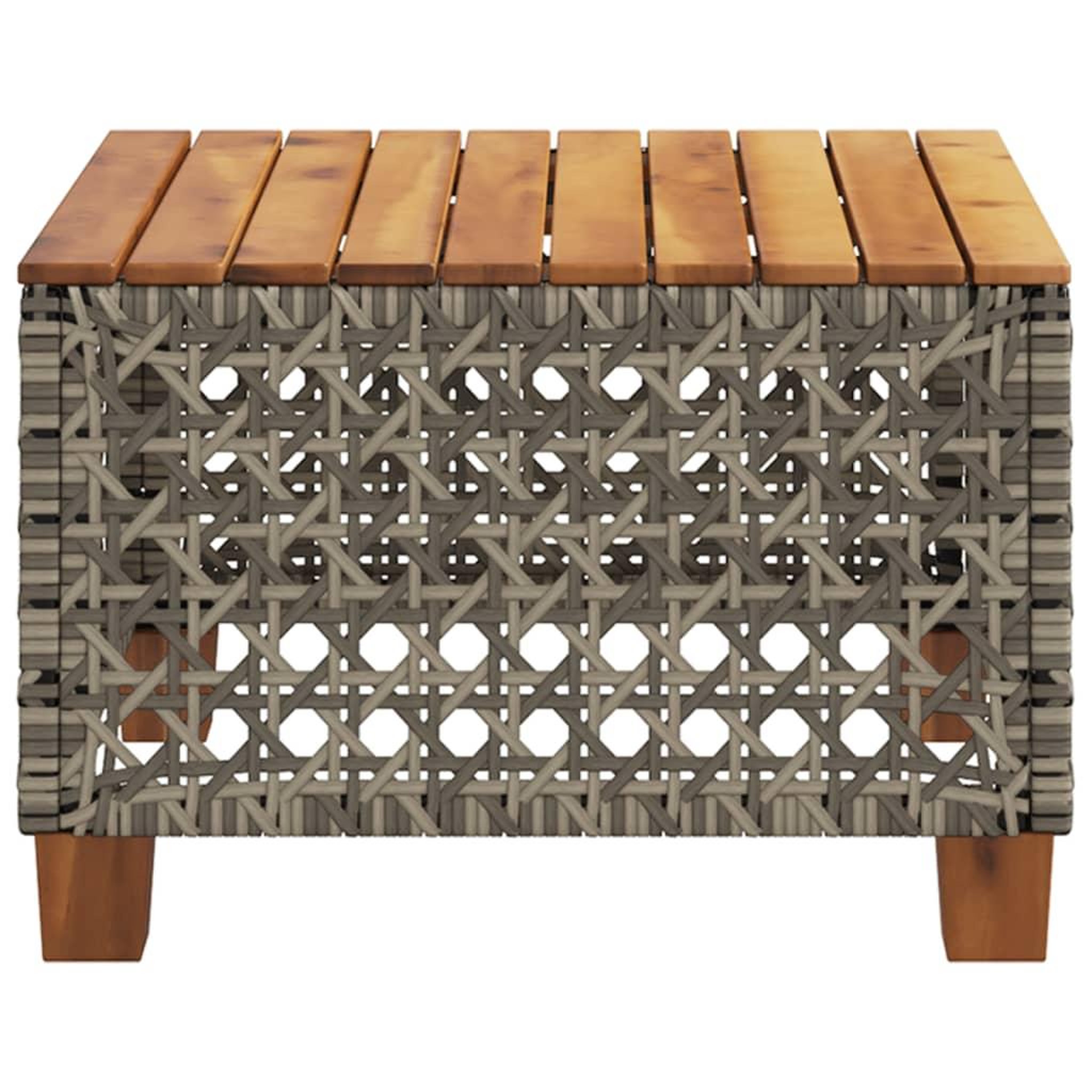 Voir la diapositive 5 : VIDAXL Table de jardin gris 55x55x36 cm resine tressee et bois acacia