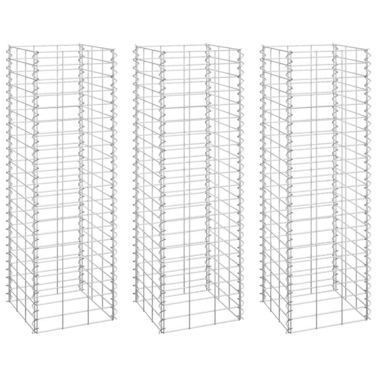 VIDAXL Lits sureleves en gabion 3 pcs 30x30x100 cm Fer
