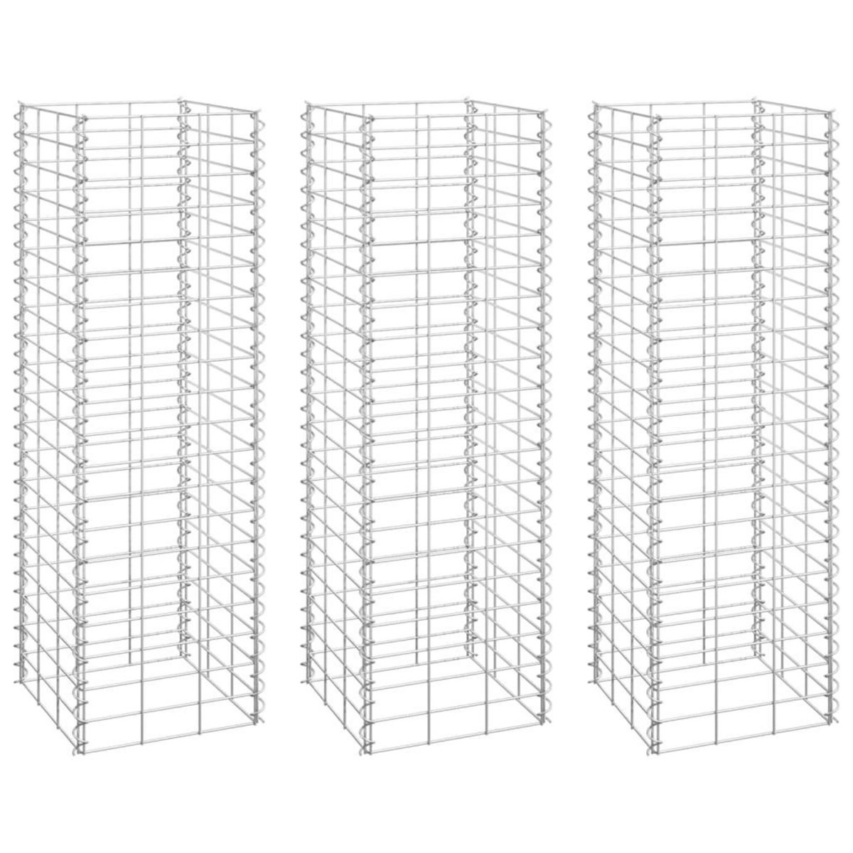 VIDAXL Lits sureleves en gabion 3 pcs 30x30x100 cm Fer