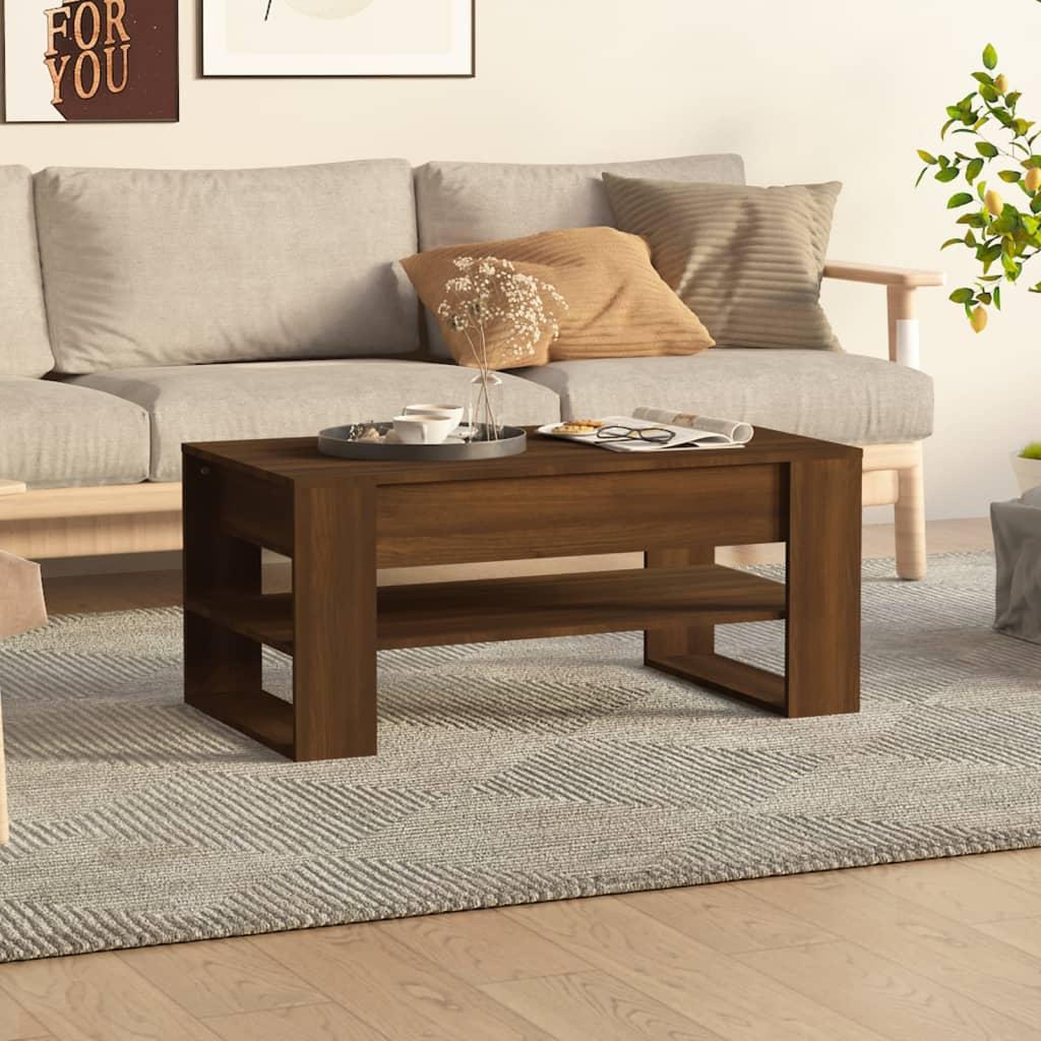 Voir la diapositive 1 : VIDAXL Table basse Chene marron 102x55x45 cm Bois d'ingenierie