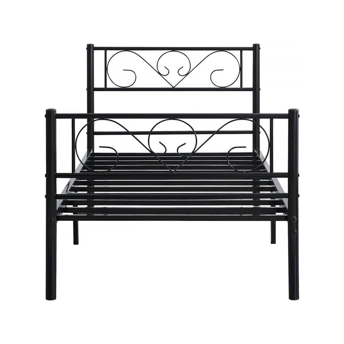 Habitat et Jardin Lit en métal  Elodie  - 90 x 190 cm - Noir